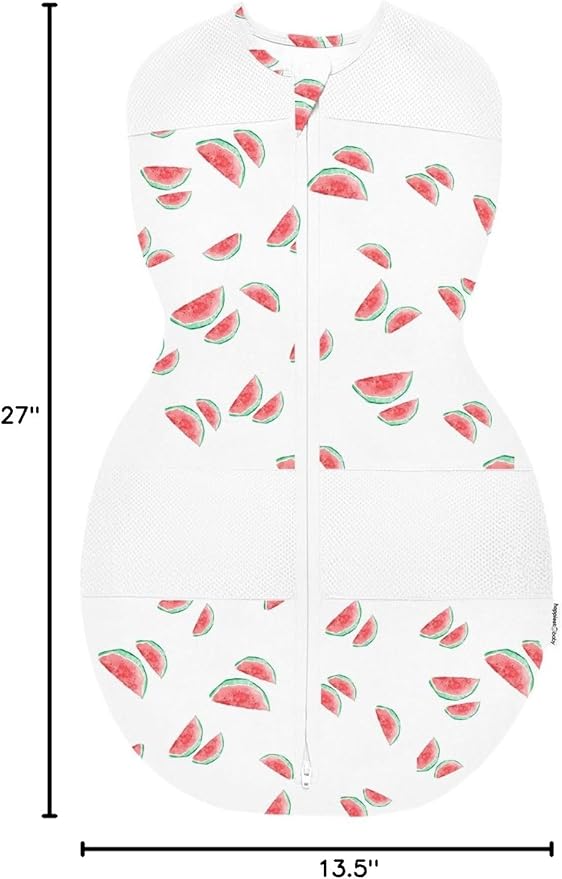 Happiest Baby Sleepea 5-Second Swaddle - 100% Organic Cotton Baby Swaddle Blanket - Doctor Designed Promotes Healthy Hip Development (Ivory Watermelons, X-Large)