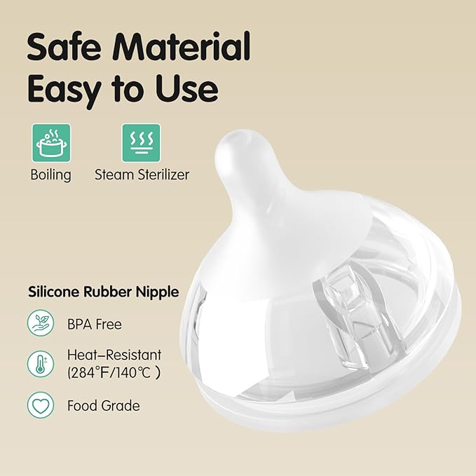 Aynmer Natural Flow Silicone Baby Bottle Nipple for Wide Neck Bottles Level 0, Extra Slow Flow (SS) Nipple, 0+ Months, 4 Counts (Pack of 1) BPA-Free