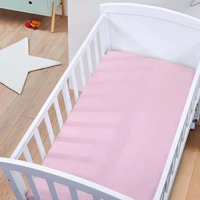 Little Grape Land Pack and Play Sheets Mini Crib Sheets Soft Breathable Pack N Play Sheets, Playard Fitted Sheet 2 Pack Stretchy Fits 38"x26" Playard Mattress, Pink Floral