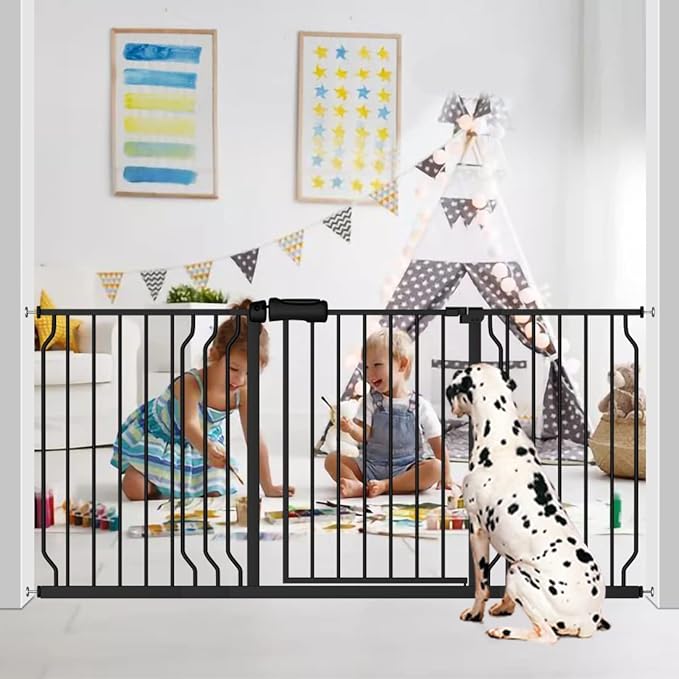 Fairy Baby Extra Wide Baby Gate 76.3-81.1 Inch Wide, Walk Through Pressure Mounted No Drill for Doorways, Long and Large Tension Gate for Pet and Kids