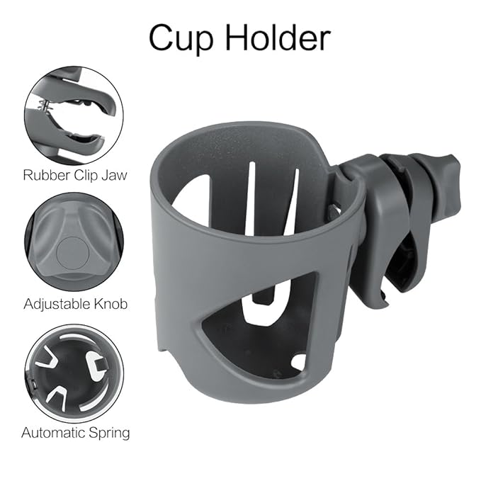 Accmor Universal Cup Holder, Stroller Cup Holder, 360° Rotatable Large Caliber Designed Bottle Holder for Stroller, Bike, Wheelchair, Walker, Scooter, Grey