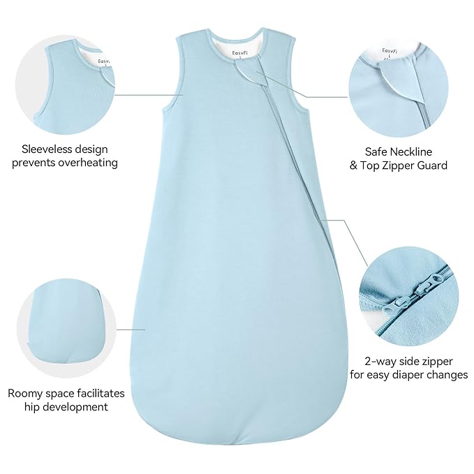 EasyFi Rayon Made from Bamboo Sleep Sack 6-12 Months 2.5 Tog Winter Supersoft Toddler Sleep Sack for Unisex Girl Boy Thick Warm Baby Sleeping Bag 2-Way Zipper Baby Wearable Blanket