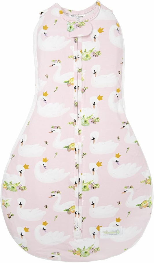 Woombie Grow with Me Baby Swaddle, Convertible Swaddle Fits 0-9 Months, Expands to Wearable Blanket for up to 18 Months, Princess Swan