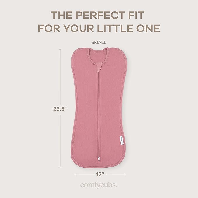 Comfy Cubs Swaddle Blanket Baby Girl Boy Easy Zipper Wrap 2 Pack Newborn Infant Sleep Sack (Small 0-3 Months, Blush, Mauve)