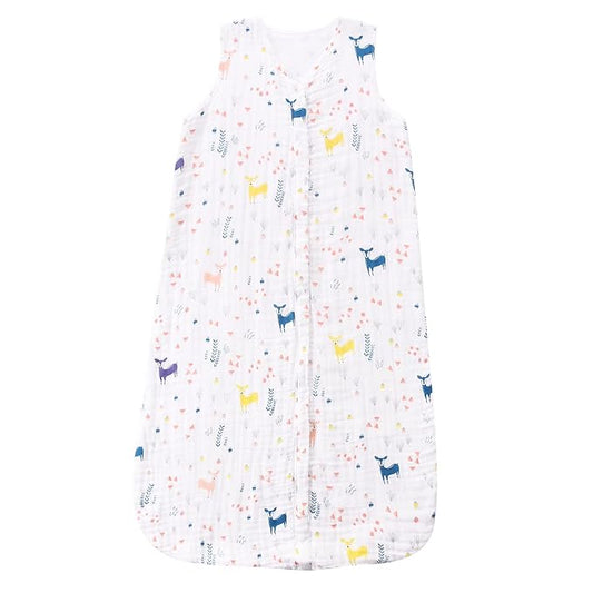 TADO MUSLIN Toddler Sleep Sack 2-4T, 0.5 TOG Lightweight Wearable Blanket, 100% Organic Cotton Muslin, Sleeveless, 2-Way YKK Zipper, OEKO-TEX Certified, Cute Deer