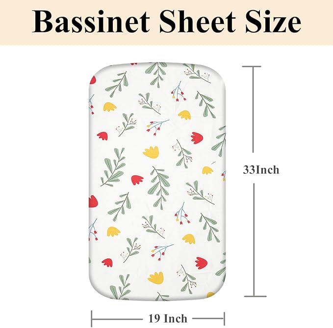 4 Pack Bassinet Fitted Sheets Compatible with 19" x 33" Koolababy/Koolerthings, BCOL, Semphis, Cowiewie and IKOMZY Baby Bassinet, Soft and Skin-Friendly, Pink and Rabbit
