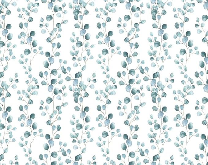 Renaiss Eucalyptus Leaf Curtains Green Eucalyptus Print Blackout Window Drapes for Bedroom Botanical Grommet Top Thermal Insulated Window Curtains for Living Room 53W x 108L 2 Panel Set