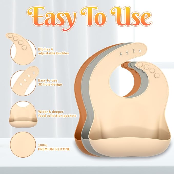 CHCC Silicone Baby Feeding Set 21 Pcs, Baby Led Weaning Supplies, Baby Feeding Supplies Set BPA Free, Essentials for Newborn Gift Walnut Color, Beige, Smoky Gray