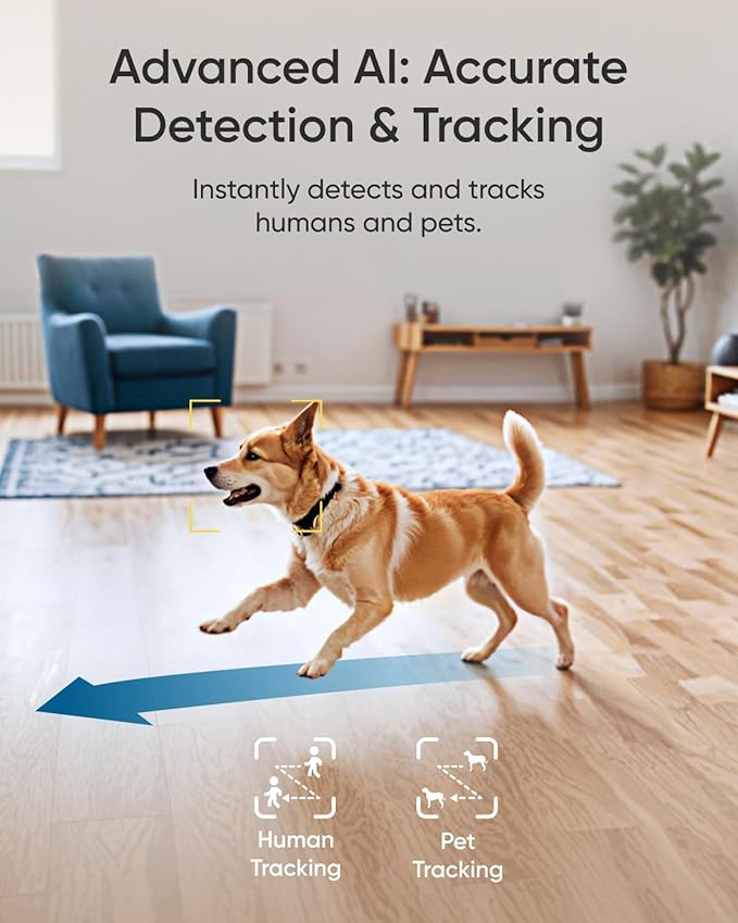 eufy Security Indoor Camera E30, Latest Generation, 4K UHD Security Camera, 360° Coverage, Color Night Vision, AI Detection for Human/Pet/Crying, Human/Pet Auto Tracking, Works with Homekit,Black