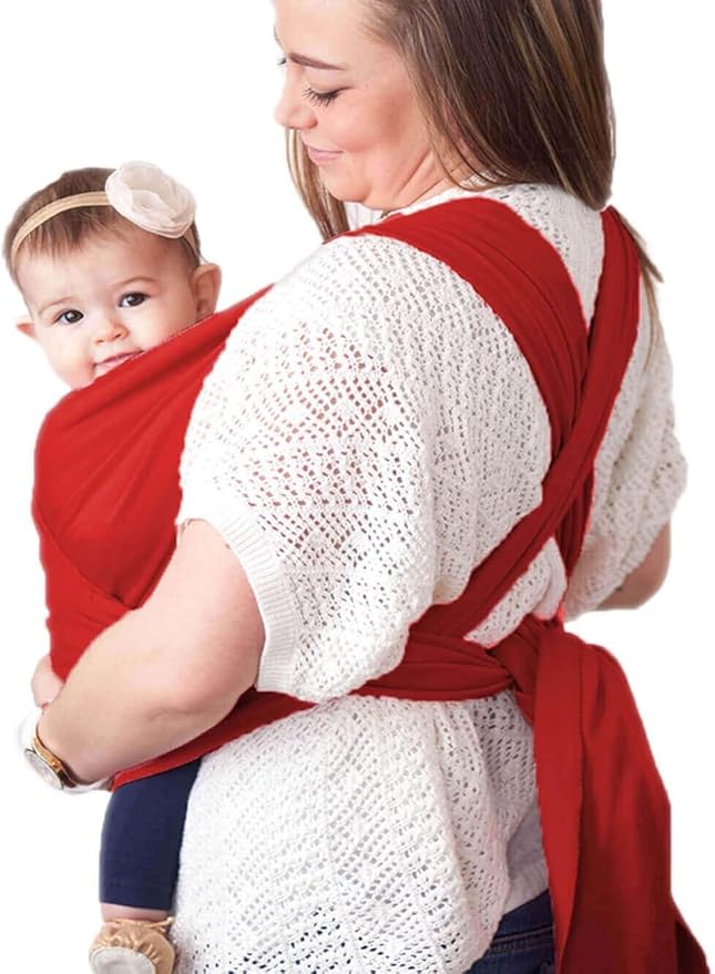 Cuddlebug Baby Wrap - Hands-Free Baby Carrier Wrap - Soft & Stretchy Baby Wraps Carrier - Carrier Newborn to Toddler 7-35 lbs - One-Size-Fits-All Holder - Hip-Healthy (Red)