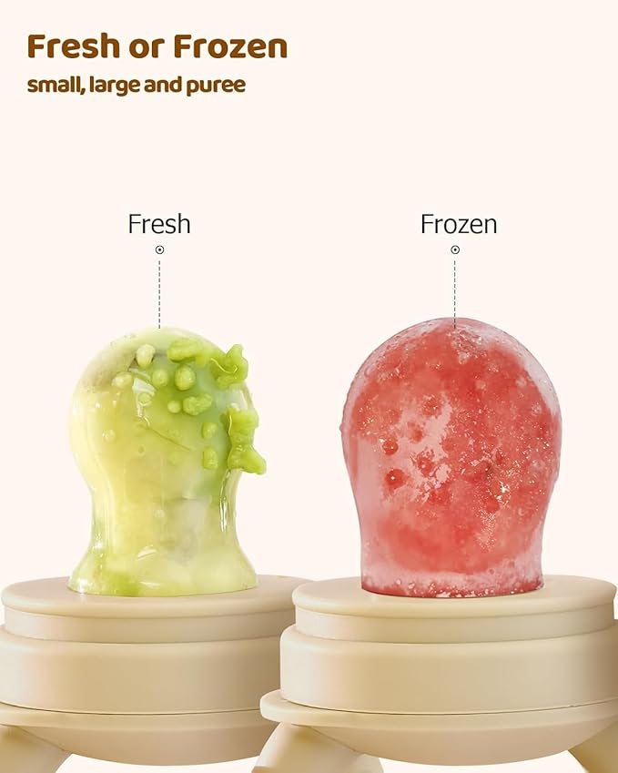 ChooKaChoo 2 Pack Baby Fruit Feeder & Freezer Nibble Tray Combo, Push Pop Baby Food Feeder to Safely Introduce New Foods, Fresh & Frozen Food Silicone Feeder, 100% Food Grade, BPA Free