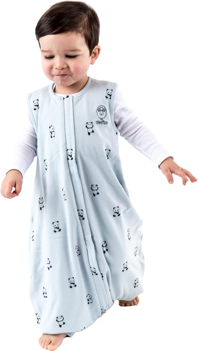 Woolino 4 Season Baby Sleep Bag with feet, Australian Merino Wool and Organic Cotton, 6-18 Months, Panda