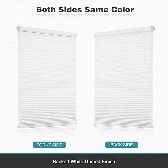 Changshade Cordless Cellular Shades, Light Filtering Honeycomb Shades for Windows, Pull Down Pleated Blinds, Easy to Install for Indoor Windows and French Doors,27" W x 48" H, White