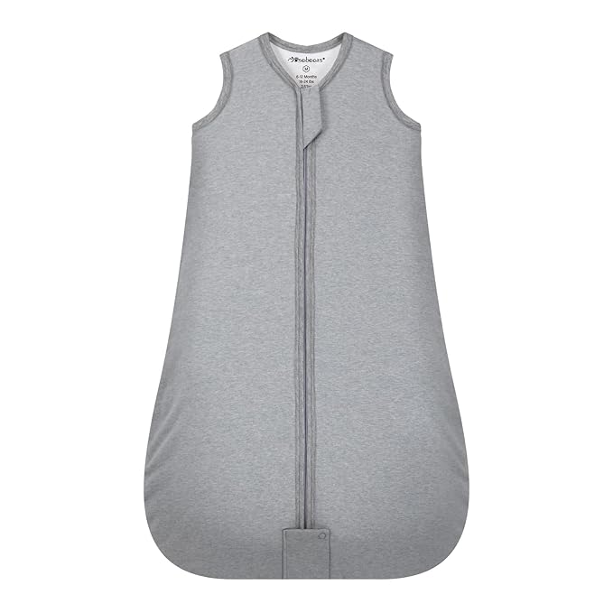 Mosebears Sleep Sack Baby Winter Wearable Blanket with 2-Way Zipper,2.5 TOG Cotton Sleep Sack Unisex (Grey, 6-12 Months)