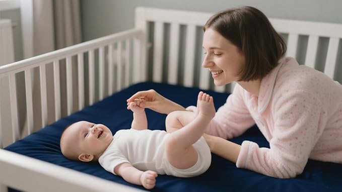 American Baby Company 2 Pack Fitted Crib Sheets 52" x 28" - Ultra Soft Microfiber Crib and Toddler Bed Sheets, White/Navy, Neutral for Boys & Girls