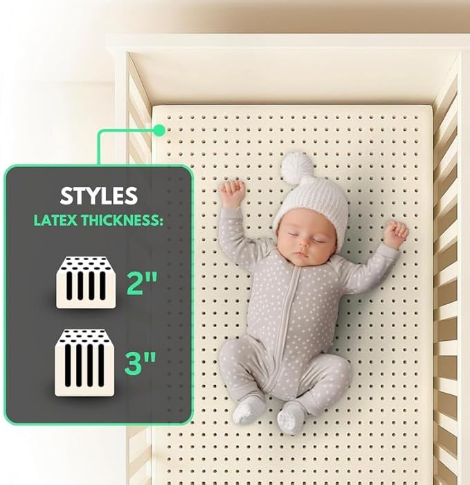 ORGANIC TEXTILES Organic Baby Mattress Topper with Water Resistant Removable Cotton Cover - GOLS/GOTS Certified - Breathable - 2" MiniCrib (38"x24")
