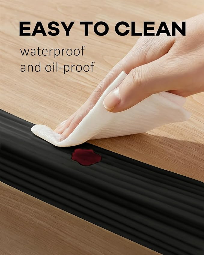 W Wide Edge Protector Strip Extra Thick Baby Proofing Bumper Guard with Strong Adhesive Child Safety for Table Desk Bed Cabinet Furniture in Home and Nursery (Black)