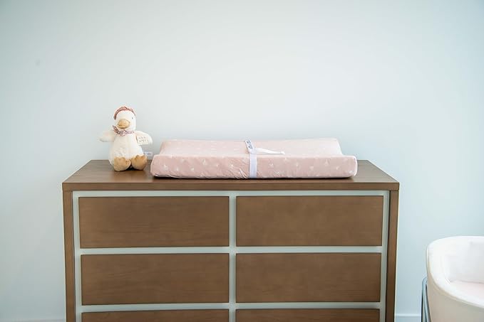 Ely’s & Co. Changing Pad Cover, Diaper Changing Table Sheets, 2 Pack, Cradle Sheet Set for Baby Girls, 100% Jersey Knit Cotton, Pink Gingko Collection, 32”x16”x5”