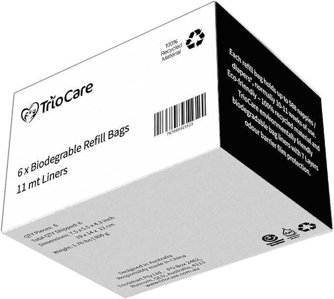 TrioCare - 6 Pack Diaper Refill Liners Bags - Hold Up To 3528 Count Diapers - Disposable Biodegradable Diaper Pail Liners – Adult Senior Baby Smell Odor Locking Blocking Eliminator Bags