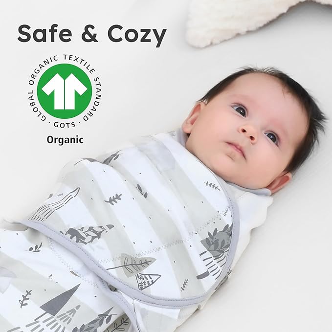 Yoofoss Baby Swaddles for Newborns 100% Organic Cotton, Adjustable Swaddle Sleep Sack 0-3 Months Newborn Swaddle Sack, Breathable Soft(Small)