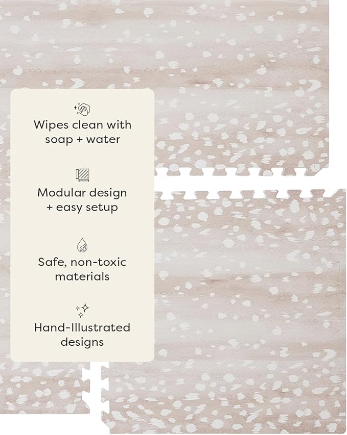 House of Noa Play Mat – 4x8 Fawn Brown – Set of 8 Tiles – Cushioned EVA Foam Play Mat for Floor, Soft Interlocking Mats for Hard Floors