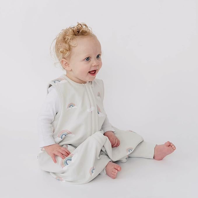 Woolino 4 Season Baby Sleep Bag with feet, Australian Merino Wool and Organic Cotton, 6-18 Months, Rainbow