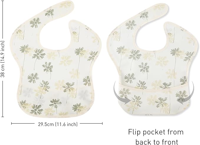 CIVARUA KIDS 3-Pack Waterproof Baby Bibs for Eating - Mess Proof Lightweight Toddler Feeding Bibs with Large Food Catcher