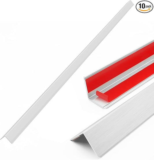 10pcs 48"L*1.42"W Aluminum Self-Adhesive Wall Corner Protectors, Wall Furniture Bumper, Safety Baby Proofing Corner Cushion Table Edge, Wide Coverage and Easy to Install - Silver