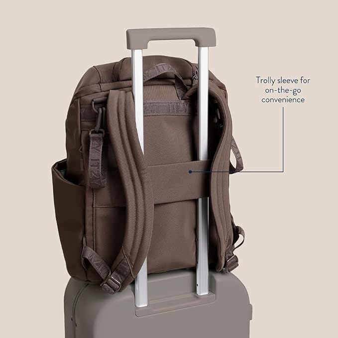 Itzy Ritzy Belong Bucket Backpack – Lightweight Diaper Bag Backpack Featuring 16 Pockets, Bucket Top Opening, Stroller Straps & Changing Pad; Organized and Stylish Everyday Family Backpack (Mocha)