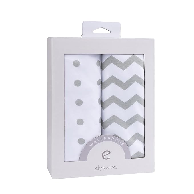Bassinet Sheet Set 2 Pack - Baby Bassinet Sheets with 100% Jersey Cotton - Bassinet Sheets for Baby Girl and Boy, Newborn Essentials (Grey Chevron and Polka Dot)