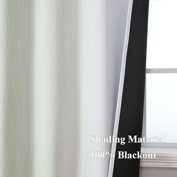 Estelar Textiler Sage and Greyish White Blackout Curtains 45 Inch Length, Light Blocking Gradient Drapes for Kitchen, Thermal Insulated Grommet Ombre Curtains for Bathroom,52Wx45L,2 Panels