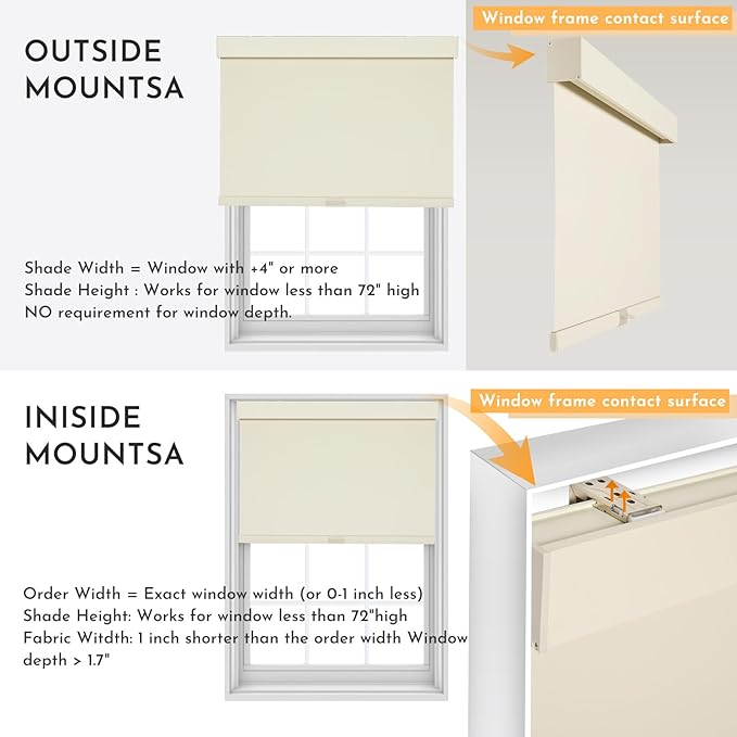 Persilux Cordless Blackout Shades with Valance, Thermal Insulated Fabric Window Blinds for Windows, UV Protection Shades for Home and Bedroom (Beige,35.5"Wx72"H)
