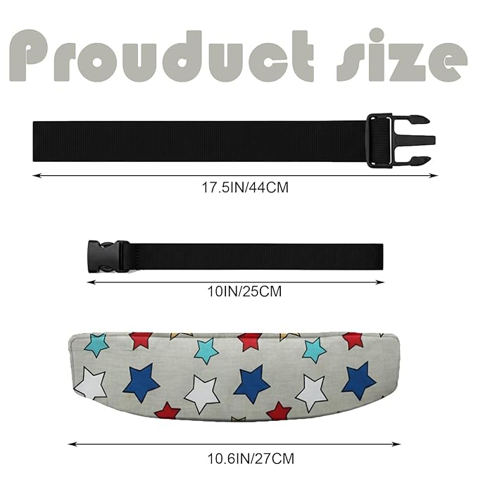 3 Pcs Baby Carseat Head Support, Car Seat Straps Pillow Support Ban, Stroller Neck Relief Strap Headrest, Slumber Sling Sleep Positioner for Toddler Infants Child Children Kids(Arrow, Star, Zigzag)