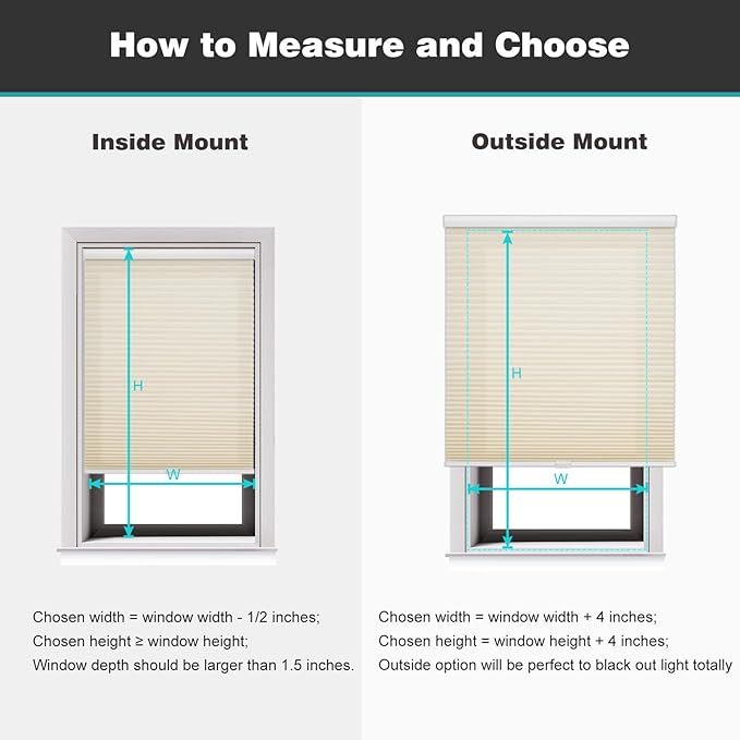 Changshade Cordless & Light Filtering Cellular Shade, Tools-Free Pleated Polyester Honeycomb Shade, Light Blocking Window Shade and Blind, 20 inches Wide, Beige CEL20BG48B