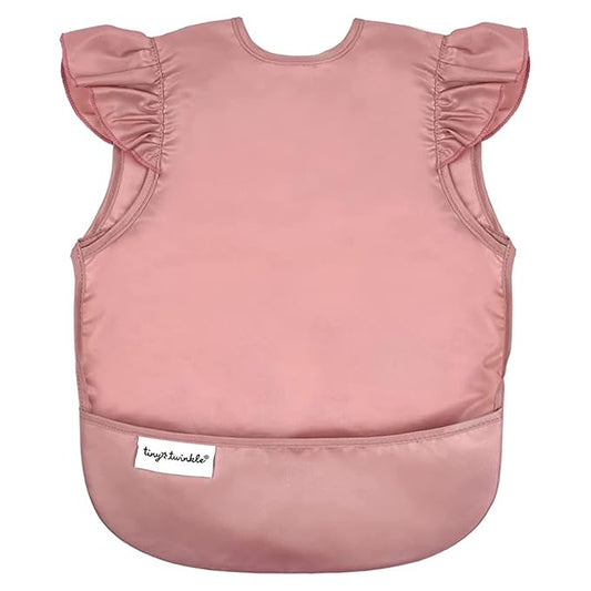 Tiny Twinkle Mess Proof Baby Bib for Girls | Waterproof Toddler Bib for Eating | Baby Apron for Feeding | Machine Washable | Perfect Shower Gift (Taupe, 6–24M)