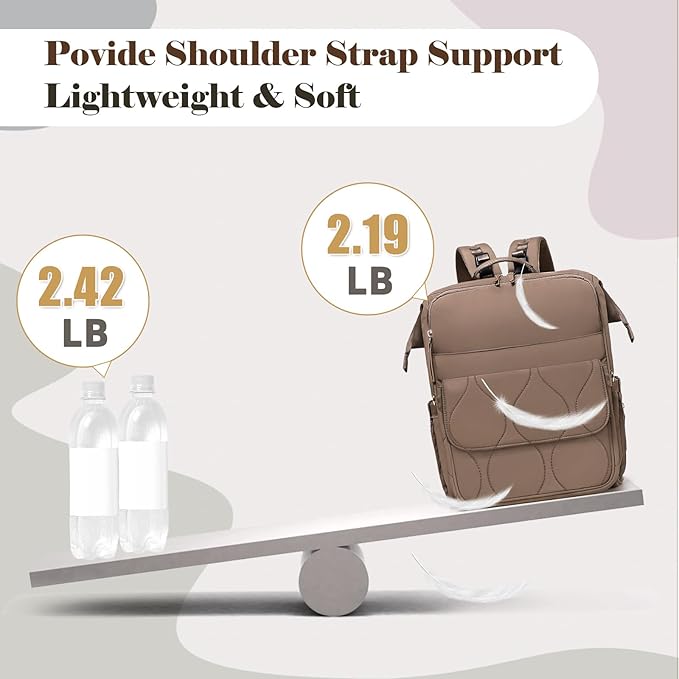 miss fong Diaper Bag Backpack - Baby Diaper Bag Travel Diaper Backpack with Diaper Changing Pad Large Capacity Baby Backpack with 12 Pockets for Mom & Dad -Brown