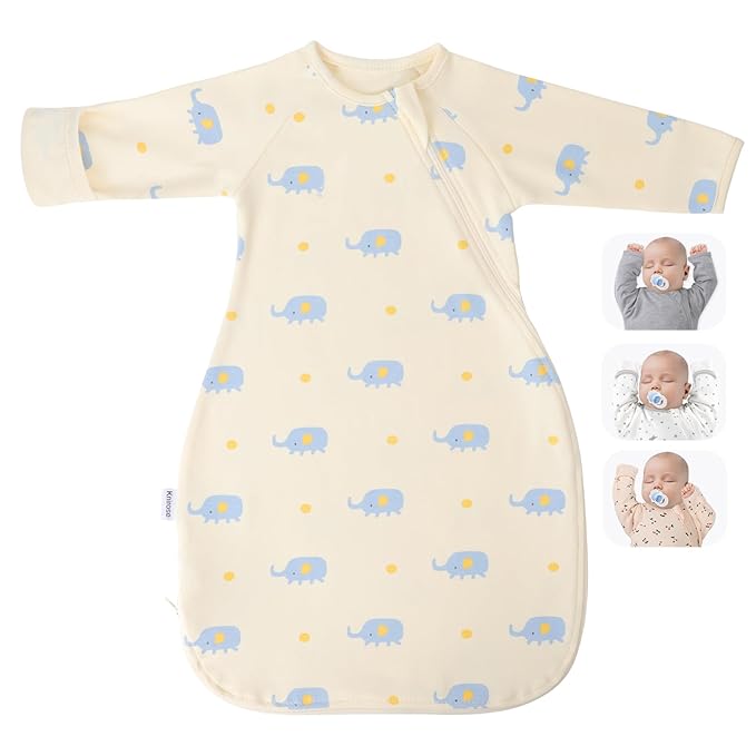 Premium Soft Cotton Transitional Swaddle Sack with Arms Up & Sleeves 6-12 Months, Mitten Cuffs, 2-Way Zipper, Sleeping Sacks for Newborns - Calms Startle Reflex, Boys & Girls Sleep Bag