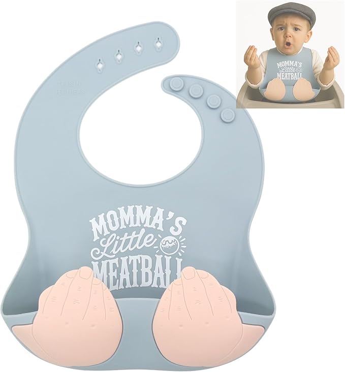 Teasin' Teethers Funny Italian Silicone Baby Bib with Pocket Food Catcher for Toddlers and Infants Funny Baby Bib Gift