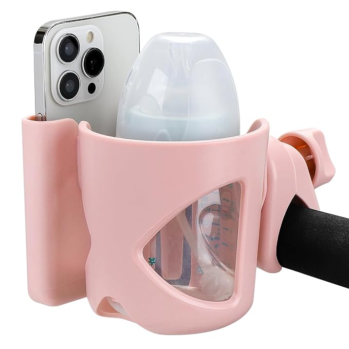 Accmor Universal Cup Holder, Stroller Cup Holder with Phone Holder, 360° Rotatable Large Caliber Designed Bottle Holder for Stroller, Bike, Wheelchair, Walker, Scooter