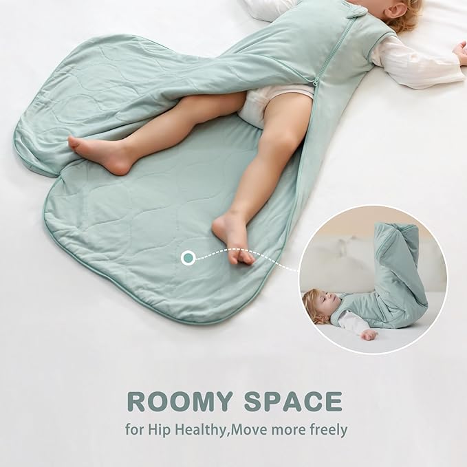 Mosebears Unisex Rayon Made from Bamboo Sleep Sack with 2-Way Zipper,2.5 Tog Baby Winter Sleep Sack (Calm Sage,6-18 Months)