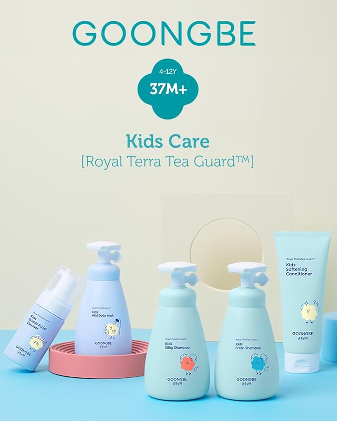 GOONGBE Kids' Mild Body Wash - Korean Kids Body Cleanser - Hydrating & Refreshing Low pH Soft Bubble Foaming with Panthenol and Amino Acids - Allergen Free Scent, 10.1 fl.oz. 2 Pack