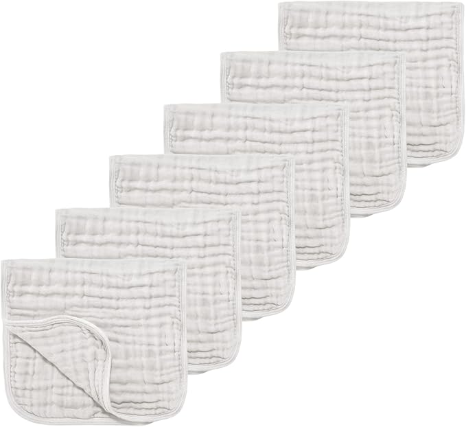 TDHD Muslin Solid Burp Cloths 100% Cotton Large 18''x10'' Extra Soft and Absorbent Multifunctional 6 Pack Baby Burping Cloth for Unisex Boys Girls (White)