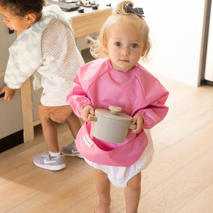 Tiny Twinkle Long Sleeve Bib for Babies & Toddlers | 2-Pack Waterproof Smock Bib for Eating | Machine Washable & Mess-Proof Feeding Essentials | Newborn Shower Gift (Sweet Treat,6–24M)