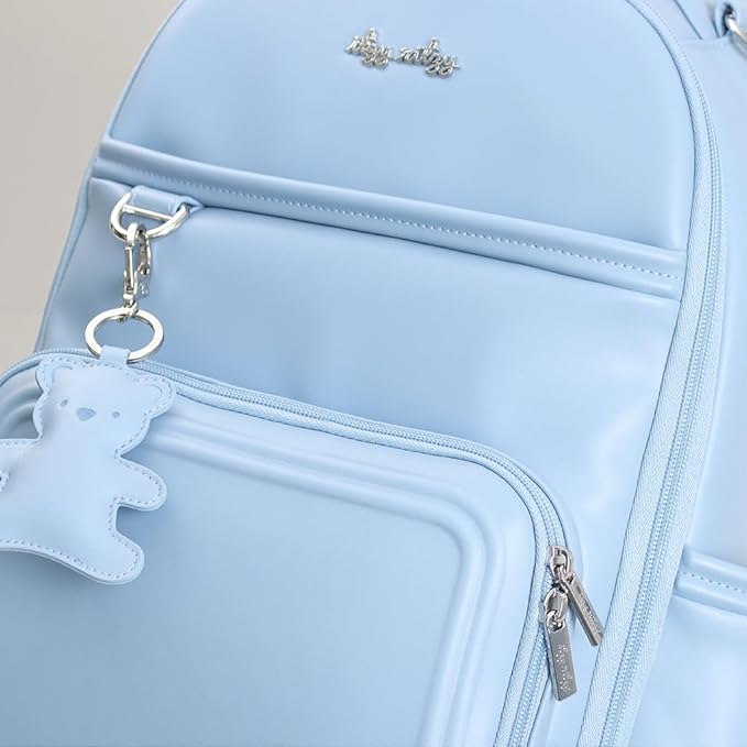 Itzy Ritzy Diaper Bag Backpack – Large Capacity Boss Plus Baby Backpack Diaper Bag Featuring 19 Pockets, Changing Pad, Stroller Clips, and Comfortable Straps (Teddy Blue)