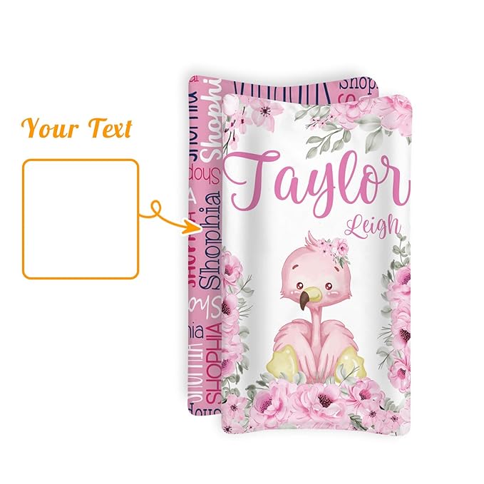 Custom Changing Pad Cover Set - Jersey Knit Ultra Soft Unisex Waterproof Diaper Changing Table Covers with Personalized Name for Baby Boys Girls - Comfy Cozy 2 Pcs Set Style18