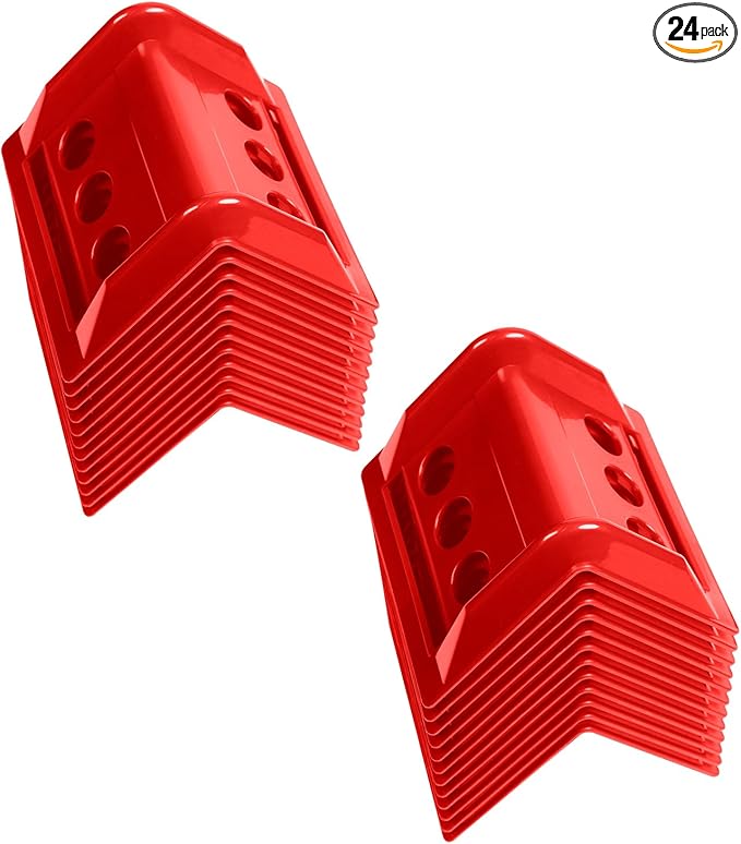 24 Pack Flatbed Edge Protectors Compatible with 4 Inch Ratchet & Winch Straps for for Flatbed Cargo Load Truck Shipping (RED)