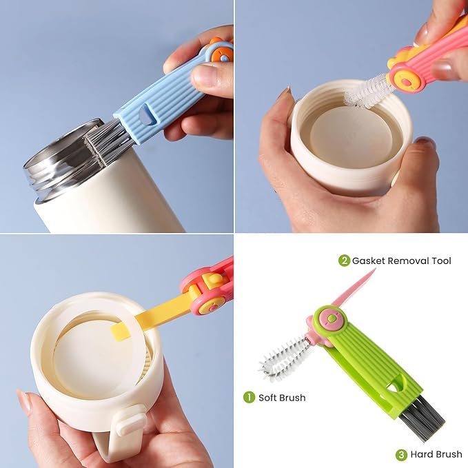 Ariseno 4-in-1 Baby Bottle Brush Set, Bottle Brush Cleaner, Bottle Cleaner Brush Set, Including Nylon Bottle Brush, Bottle Cap Brush, Straw Brush, Nipple Brush, BPA-Free (Green)