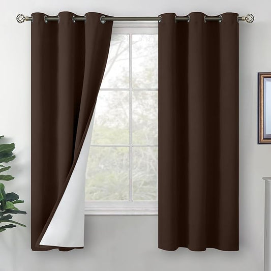 BGment Brown Curtains for Bedroom 2 Panels Set, Blackout Curtains Thermal Insulated Bedroom Curtains 63 inch Length Soundproof Window Drapes, Each Grommet Drape 42 Inch Wide