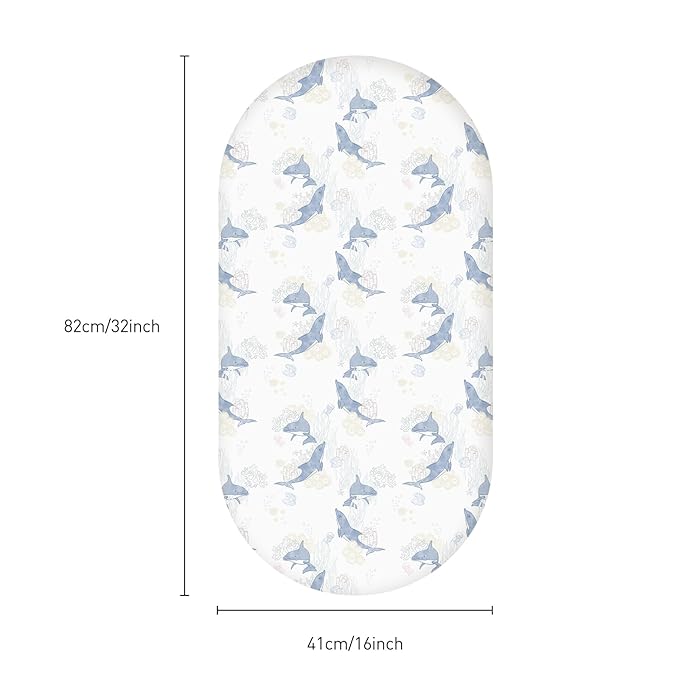 Gllquen Baby Bassinet Sheets Set 2-Pack, Breathable Cozy Bassinet Fitted Sheet Universal Fit Standard Mattress Oval Rectangle Cradle Baby Sheets for Baby Boy Girls Unisex 32"x16"(Seashell)