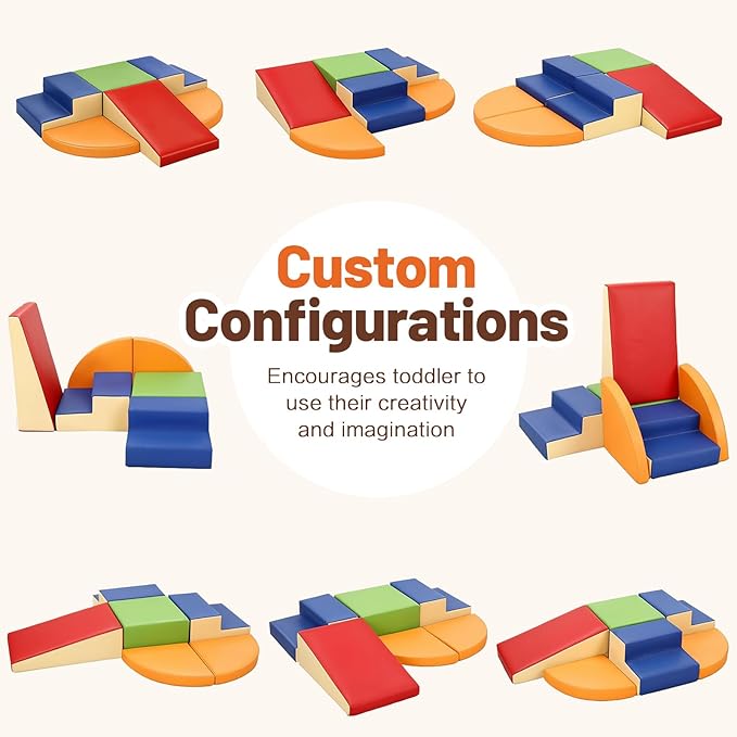 6-Piece Soft PU Leather Toddlers Climbing Toys, Baby Foam Climbing Blocks for Toddlers, Foam Play Gym Climber Structures for Toddler 3, Indoor Climb and Crawl Activity Play Set